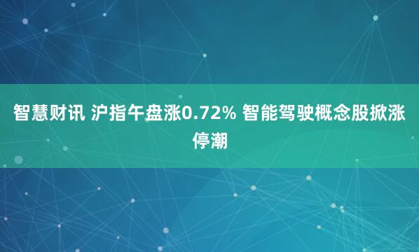智慧财讯 沪指午盘涨0.72% 智能驾驶概念股掀涨停潮