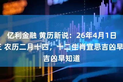 亿利金融 黄历新说:26年4月1日 周三 农历二月十四,十二生肖宜忌吉凶早知道